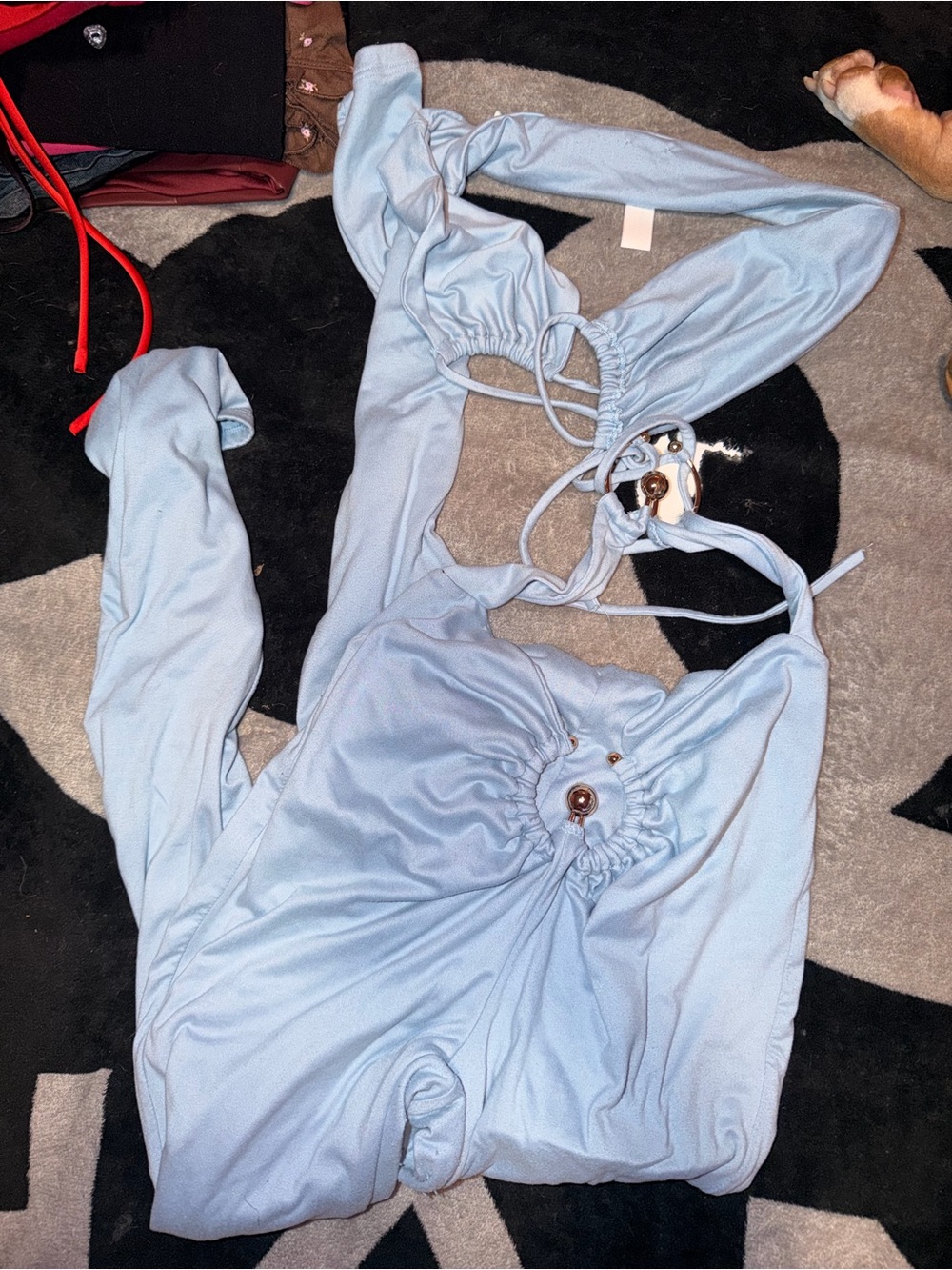 Light Blue Ruched Cutout jumpsuit